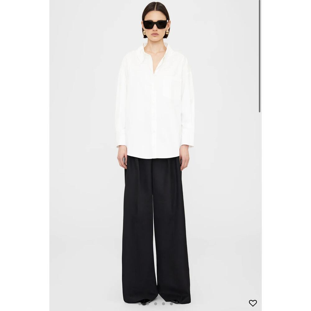 Anine Bing Button-up Mika Shirt Oversized Long Sleeves Cotton White Size M NWOT